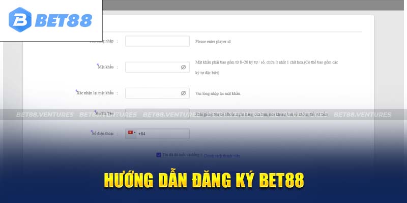 Hướng dẫn đăng ký tài khoản BET88 cho người chơi mới