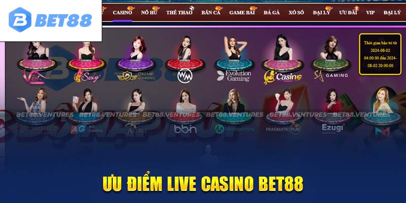 Lợi ích nhận về khi tham gia Live casino nhà cái Bet88 